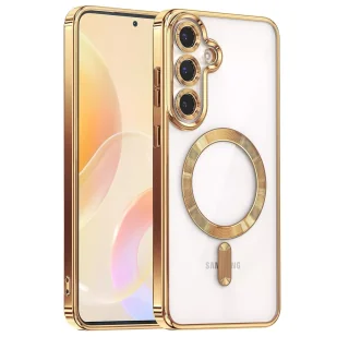 Etui do Samsung Galaxy S25 Alogy LuxeShield™️ Glamour Luxury Ring obudowa z osłoną aparatów Złote - Etui i futerały do telefonów - miniaturka - grafika 1