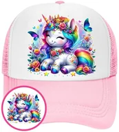 Czapki i chusty sportowe męskie - Czapka z Daszkiem Jednorożec Różowa z Nadrukiem Lato Siatka Bejsbolówka - miniaturka - grafika 1