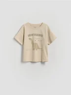 Bluzki dla niemowląt - Reserved - Bawełniany t-shirt - kremowy - miniaturka - grafika 1