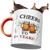 Kubki - Kubek Pomarańczowy na Urodziny 30 30ste 30-ste z Nadrukiem ze Zdjęciem + Opakowanie na prezent (wzór 02) - miniaturka - grafika 1