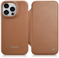 Etui i futerały do telefonów - iCarer CE Premium Leather Folio Case skórzane etui iPhone 14 Pro Max z klapką magnetyczne MagSafe brązowy (WMI14220716-BN) - miniaturka - grafika 1