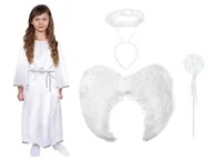 Stroje karnawałowe - ZESTAW SUKIENKA ANIOŁEK BIAŁY 116-128 - miniaturka - grafika 1