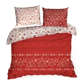 Pościel - Pościel świąteczna 160x200 Rubi czerwona choinki z mikrowłókna Św 24 - miniaturka - grafika 1