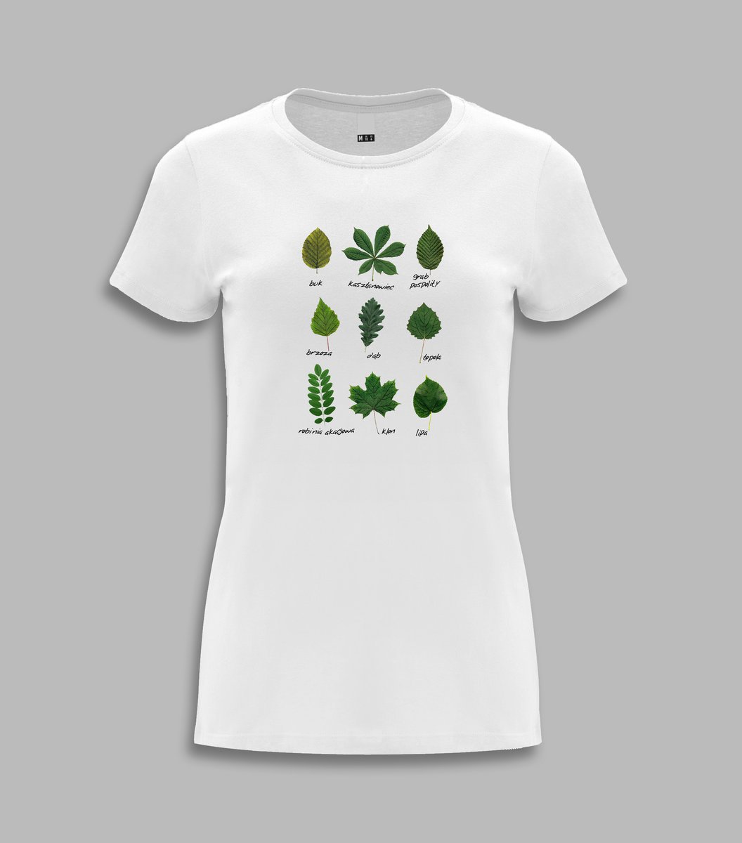 Koszulka damska t-shirt damski na prezent LIŚCIE DRZEW Biały M