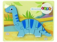 Puzzle - Import LEANToys Drewniane Puzzle Dinozaur Brachiosaur Niebieski LT-10340-0 - miniaturka - grafika 1