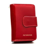 Portfele - PETERSON skórzany portfel damski 425214-SAF ochrona RFID czerwony lakier 425214-SAF - miniaturka - grafika 1