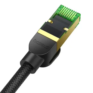 Kabel sieciowy w oplocie kat. 8 Baseus Ethernet RJ45, 40Gbps, 20m (czarny) - Kable miedziane - miniaturka - grafika 7