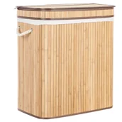 Kosze wiklinowe - Kosz bambusowy z pokrywką jasne drewno KALTHOTA - miniaturka - grafika 1