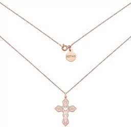 Naszyjnik z ażurowym krzyżem w różowym złoceniu - Biżuteria religijna - miniaturka - grafika 1