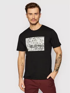 Koszulki męskie - Selected Homme T-Shirt Dani 16085964 Czarny Regular Fit - grafika 1