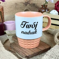 Kubki - Pastelowy pomarańczowy kubek Diamond z Twoim nadrukiem - miniaturka - grafika 1