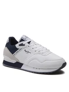 Sneakersy męskie - Pepe Jeans Sneakersy London One M Club PMS30949 Beżowy - grafika 1