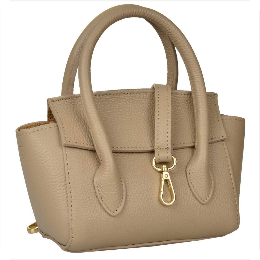 Borse in Pelle mała skórzana listonoszka beżowa