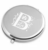 Lusterka do makijażu - Lusterko okrągłe srebrne z grawerowanym inicjałem dla niej - miniaturka - grafika 1