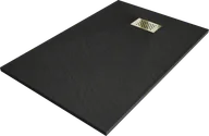 Brodziki prysznicowe - Mexen Hugo brodzik prostokątny SMC 80 x 70 cm, czarny, maskownica złota - 42707080-G - miniaturka - grafika 1