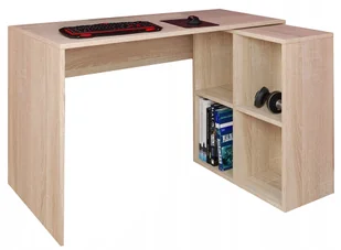 Elior Biurko narożne komputerowe z regałem dąb sonoma R1-R19 - Biurka - miniaturka - grafika 1