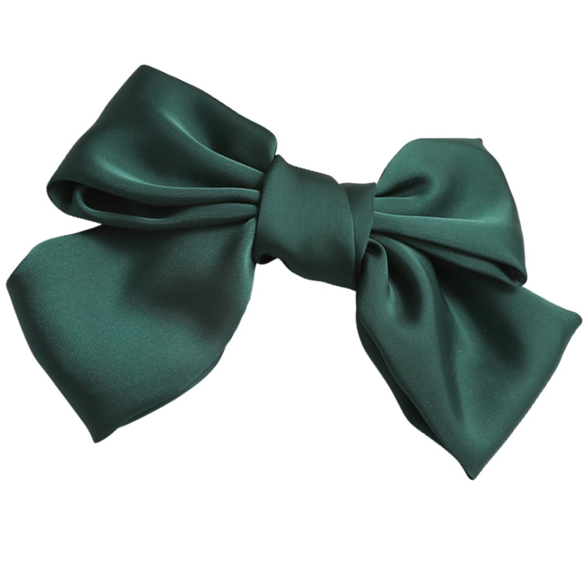 Spinka do Włosów Zielona z Kokardą Duża Satynowa Klamra Lekka i Efektowna