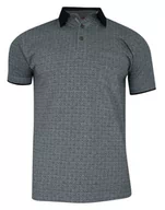 Koszulki męskie - Koszulka POLO, Granatowa w Drobny Wzór Geometryczny, Męska, Krótki Rękaw, T-shirt -ELKJAER - Elkjaer - miniaturka - grafika 1