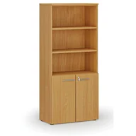 Szafy biurowe - Szafa biurowa kombinowana PRIMO WOOD, drzwi na 2 poziomach, 1781 x 800 x 420 mm, buk - miniaturka - grafika 1