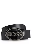 Paski - BOSS Męski pasek Icon-Ov-G z włoskiej skóry z metalowym zapięciem z logo, czarny (Black1), 105 - miniaturka - grafika 1