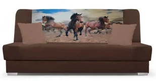 Brązowa wersalka rozkładana z motywem koni F5-M01 - Sofy i kanapy Brązowa wersalka rozkładana z motywem koni F5-M01 - Sofy i kanapy - miniaturka - grafika 1