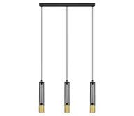 Lampy sufitowe - LED Żyrandol na lince BARS 3xGU10/4,8W/230V czarny/złoty - miniaturka - grafika 1
