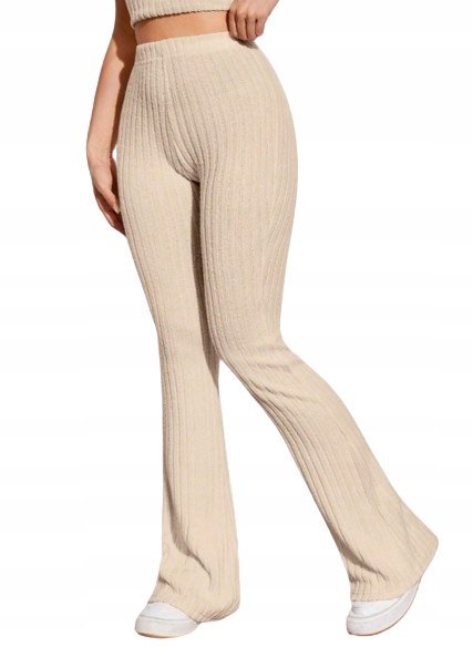 SHEIN SPODNIE PRĄŻKOWANE CASUAL BEŻOWE 40/42 ŁOI