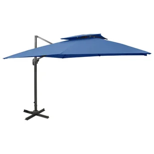 vidaXL Parasol wiszący z podwójną czaszą, 300x300 cm, lazurowy 312378 - Parasole ogrodowe - miniaturka - grafika 10