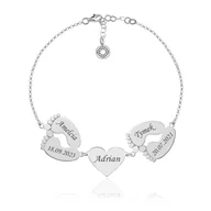 Bransoletki - Srebrna bransoletka Stópki i Serce dla Mamy grawer - miniaturka - grafika 1