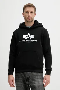 Alpha Industries bluza męska kolor czarny z kapturem z nadrukiem 146343.423 - Bluzy męskie - miniaturka - grafika 1