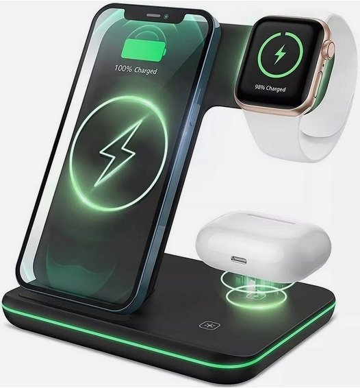 3w1 ładowarka indukcyjna 15W szybkie ładowanie Qi dla smartfonów w etui