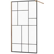Ścianki i drzwi prysznicowe - Mexen Kioto ścianka prysznicowa 80 x 200 cm, transparent/czarny wzór 8 mm, różowe złoto - 800-080-101-60-78 - miniaturka - grafika 1