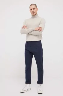 Spodnie męskie - Solid spodnie męskie kolor granatowy proste - grafika 1