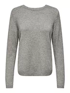 Swetry damskie - ONLY Damski sweter ONLLEVA L/S Back Detail EX KNT, średni szary melanż, S, Medium Grey Melange, S - miniaturka - grafika 1