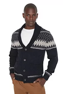 Swetry męskie - Trendyol Męski wąski standardowy dekolt w serek dzianinowy kardigan granatowy, granatowy, XL - grafika 1