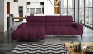 Narożnik tapicerowany w kształcie litery L lewy Narożnik z funkcją spania Sofa z funkcją spania Mała 3-osobowa Regulowane zagłówki i siedzisko Tkanina: SALVADOR 177x270x99 cm Bordowa czerwień - Narożniki - miniaturka - grafika 1