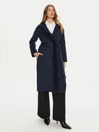 Płaszcze damskie - TWINSET Płaszcz wełniany 242TP2065 Granatowy Regular Fit - miniaturka - grafika 1