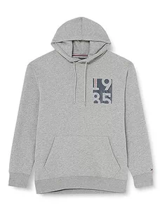 Tommy Hilfiger Męska bluza z kapturem z nadrukiem Bt-Chest - B, Średni szary wrzos, XXL - Bluzy męskie - miniaturka - grafika 1