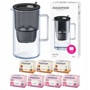 Dzbanek filtrujący szklany Aquaphor Glass czarny 7 filtry Maxfor (4Mg+3H) - Dzbanki filtrujące Dzbanek filtrujący szklany Aquaphor Glass czarny 7 filtry Maxfor (4Mg+3H) - Dzbanki filtrujące - miniaturka - grafika 1