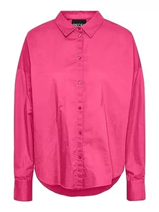 PIECES Damska koszula z długim rękawem, Shocking Pink, M - Koszule damskie - miniaturka - grafika 1