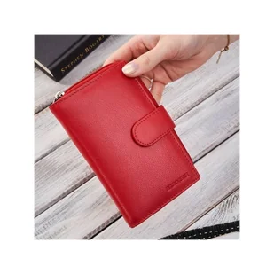 Portfel damski skórzany duży czerwony portmonetka Brodrene G-12- RED - Portfele - miniaturka - grafika 1