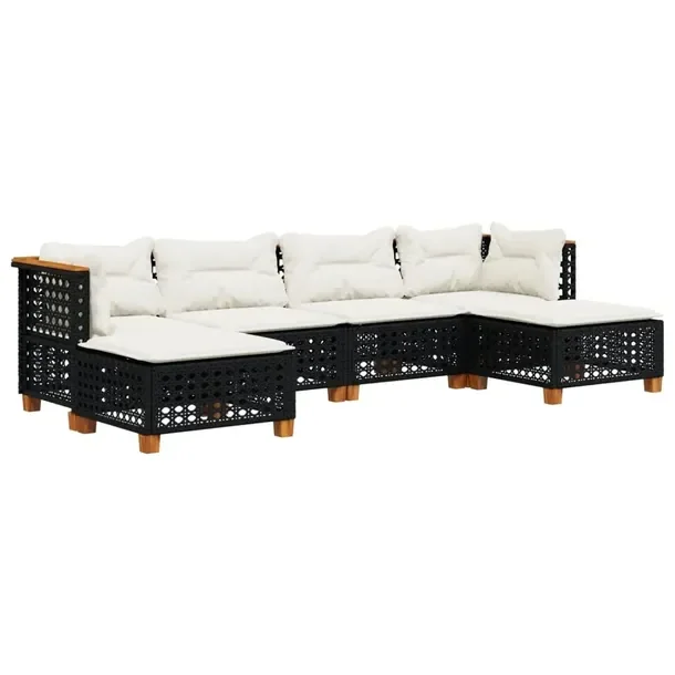 Zestaw Wypoczynkowy Rattan PE Czarny 63,5x63,5x62 cm