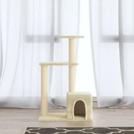 Drapaki dla kotów - shumee shumee Drapak dla kota ze słupkami sizalowymi kremowy 71 cm - miniaturka - grafika 1
