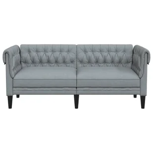 Sofa Chesterfield, dwuosobowa, jasnoszara, obita tkaniną - Sofy i kanapy - miniaturka - grafika 5