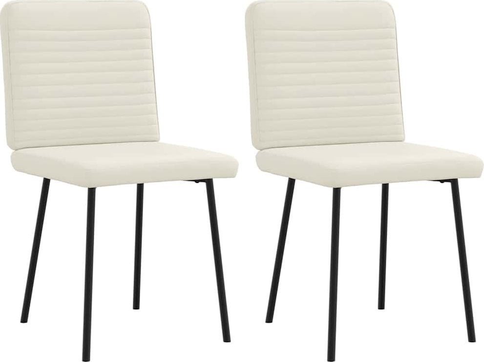 Krzesła stołowe, 2 szt., kremowe, obite aksamitem