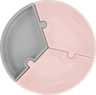 Miseczki i talerzyki dla dzieci - MINIKOIOI MINIKOIOI stay-put suction divided plate PUZZLE, Pinky Pink/Powder Grey, 101390002 - miniaturka - grafika 1