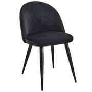 Krzesła - Welurowe krzesło tapicerowane pikowane SJ.077 Czarne - miniaturka - grafika 1