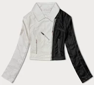 Kurtki damskie - Dwukolorowa ramoneska z kieszeniami J Style czarny-ecru (11Z8108) - J STYLE - miniaturka - grafika 1