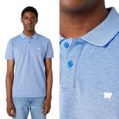 Koszulki męskie - Wrangler REFINED POLO SHIRT Blue BŁĘKITNA POLÓWKA MAŁE LOGO REGULAR M - miniaturka - grafika 1