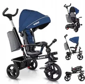 Rowerki trójkołowe - Rowerek trójkołowy KIDIZ 5w1 z siedziskiem 360° pałąkiem i daszkiem czarno-szary - miniaturka - grafika 1